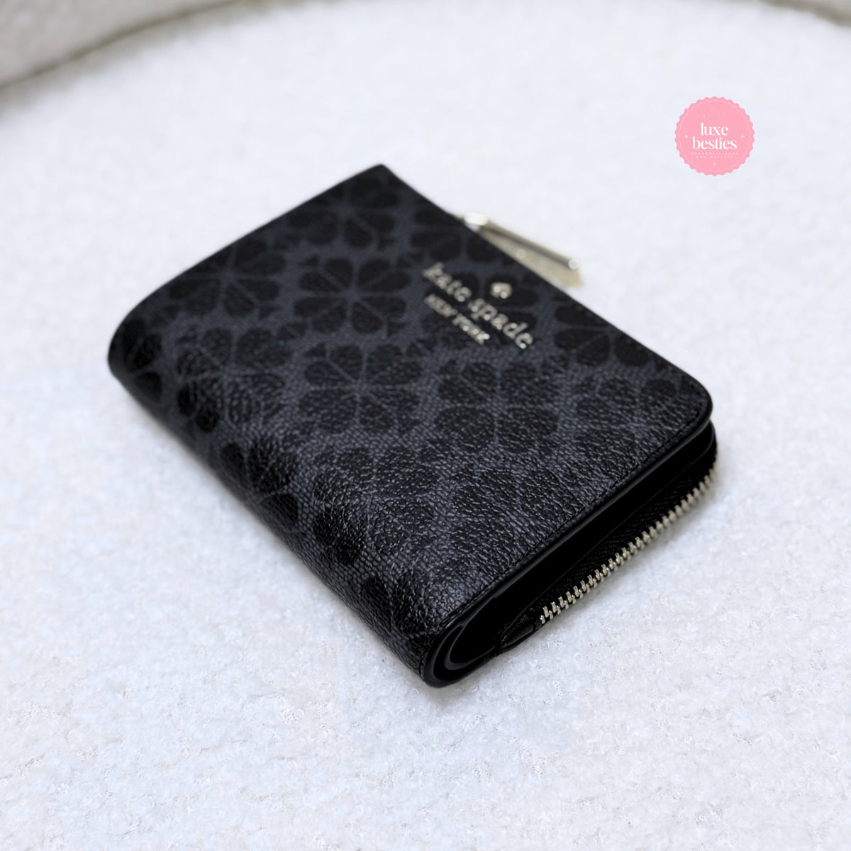 KATE SPADE Spade Flower Small L-Zip Wallet | Black