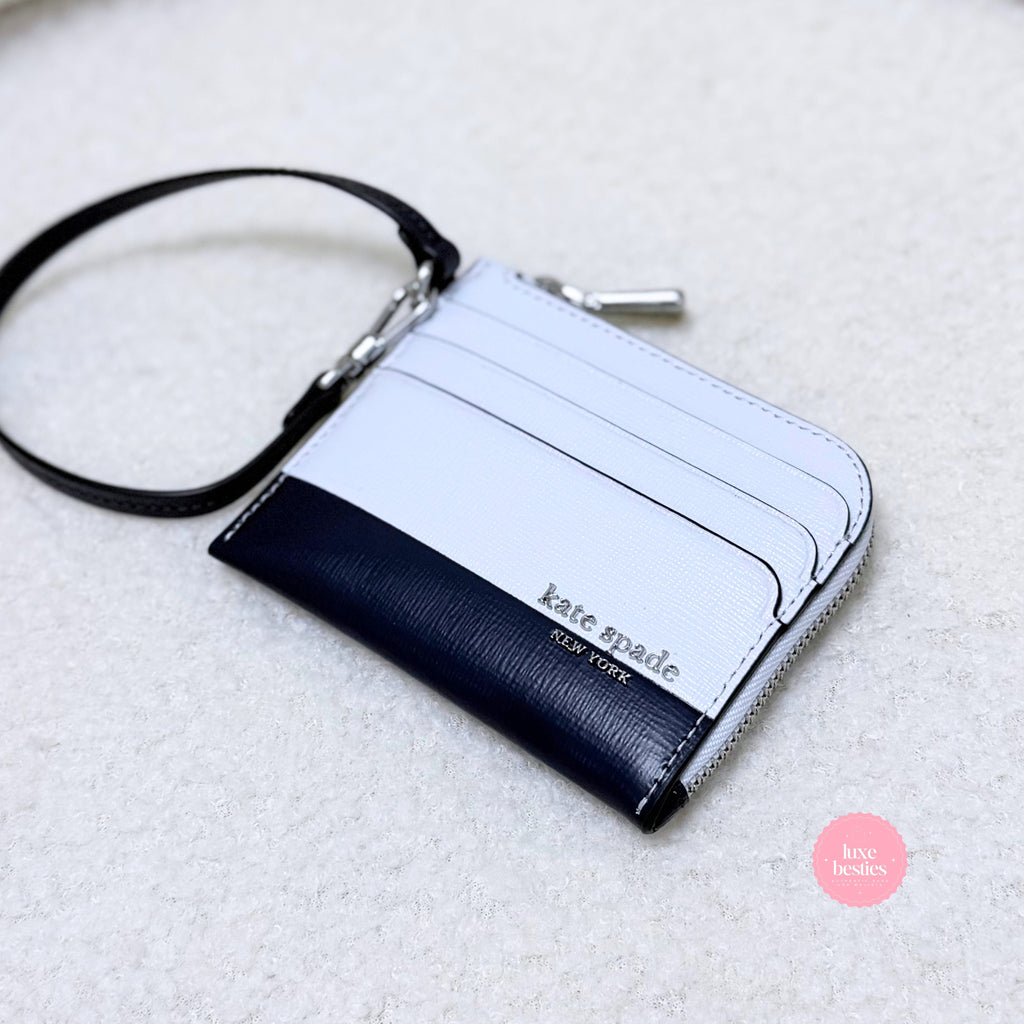 KATE SPADE Retail Devin Colorblocked Coin Card Case Wristlet | Pale Saphirrine