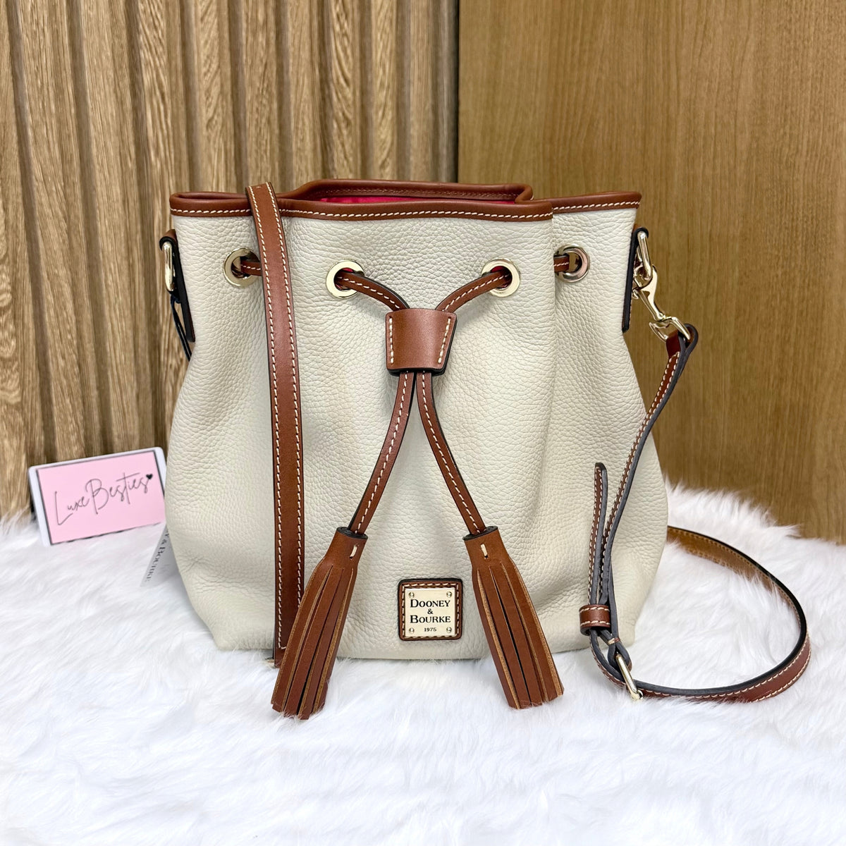 DOONEY & BOURKE Pebble Grain Aimee Crossbody Bucket Bag | Bone