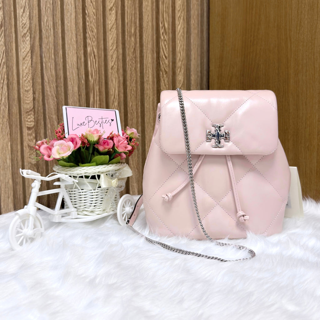 TORY BURCH Small Kira Diamond Quilted Leather Backpack | Soft Pink